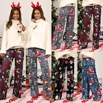 Christmas printed stitching tied casual wide-leg pants, comfortable and stylish for holiday gatherings and festive event — photo 5