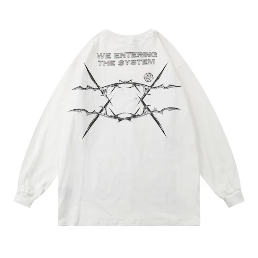 Title 7, Round neck pullover terry long sleeve T-shirt