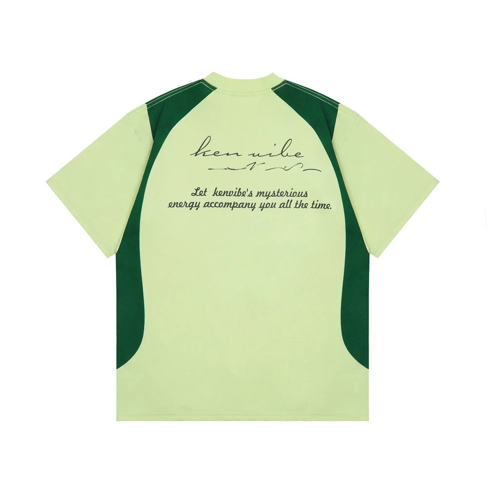 American Street Color Patchwork Alphabet Print Loose Short Sleeve T-shirt for Men, a casual and comfortable everyday wea — photo 2