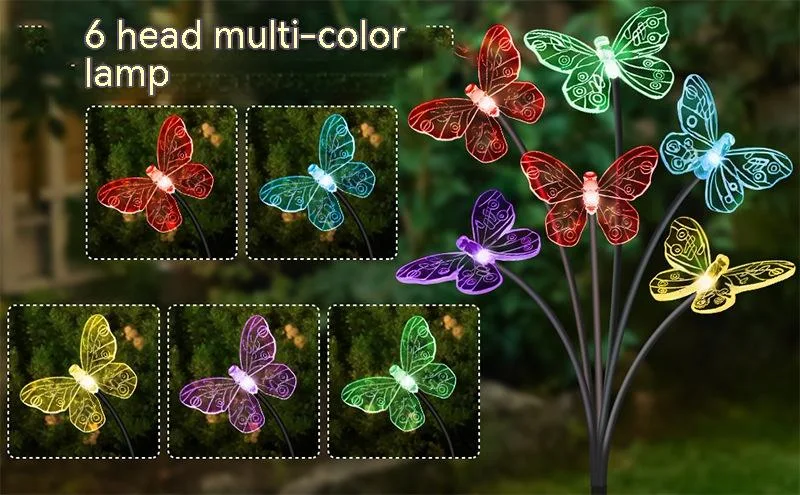 Lâmpada solar de jardim com borboleta decora seu quintal com luz mágica. Iluminação externa, ecológica e charmosa. — foto 2