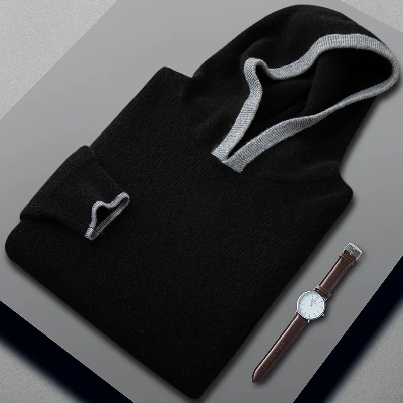 Men's Loose Ingot Needle Contrast Color Cashmere Sweater for ultimate comfort and style. A luxurious and versatile addit — photo 1