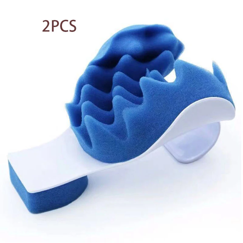 Travesseiro de suporte azul para cabeça e pescoço Almofada cervical para alívio da tensão, conforto e suporte para um sono reparador. — foto 2