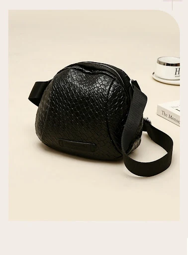 Title 17, Woven PU Shell Shoulder Messenger Bag, a stylis...