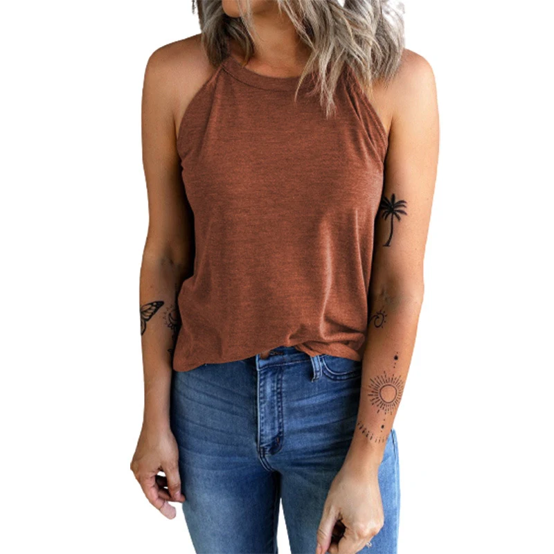 Title 12, Summer New Solid Color Round Neck Sleeveless Ve...