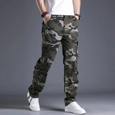 Pantalones Cargo Holgados Multibolsillos Hombre Camuflaje Talla Grande Rectos Algodón Ideales para Actividades al Aire Libre — foto 3