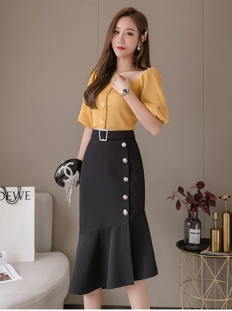 Title 1, Temperament High Waist Irregular Fishtail Skirt...
