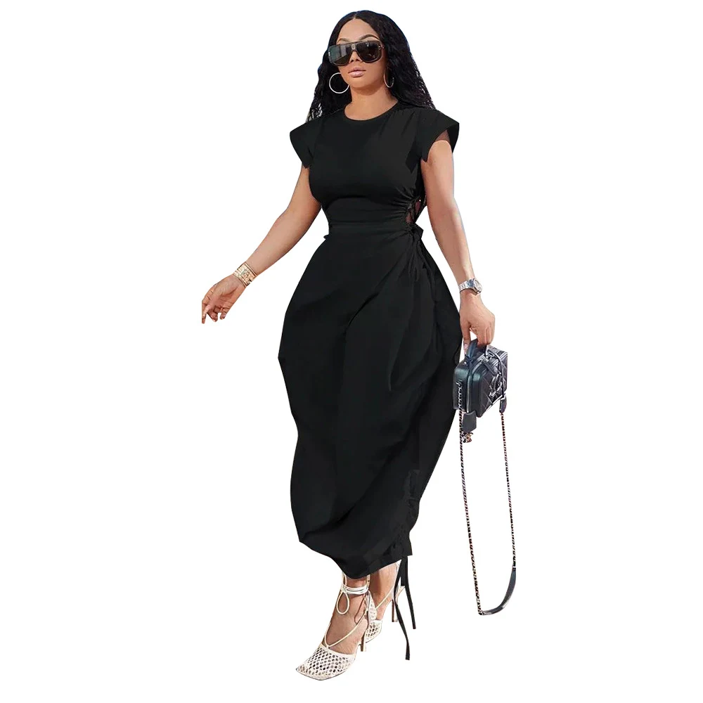 Title 34, Womens Clothing Round Neck Waist Trimming Bud ...