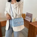 Bolso rombo rombo pequeño bolso cuadrado hemorizo de la cadena del hombro — foto 1