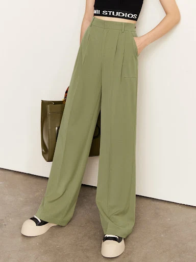 Title 5, High Waist Suit Pants Casual Pants Drape Wide L...