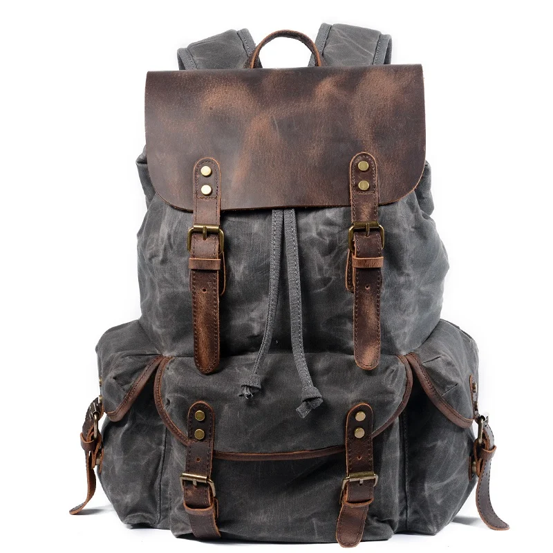Title 3, Mochila carteiro impermeável de cera dura, perf...