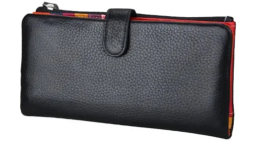 Title 25, Ladies Long RFID Anti-Scan Wallet Top Layer Lea...