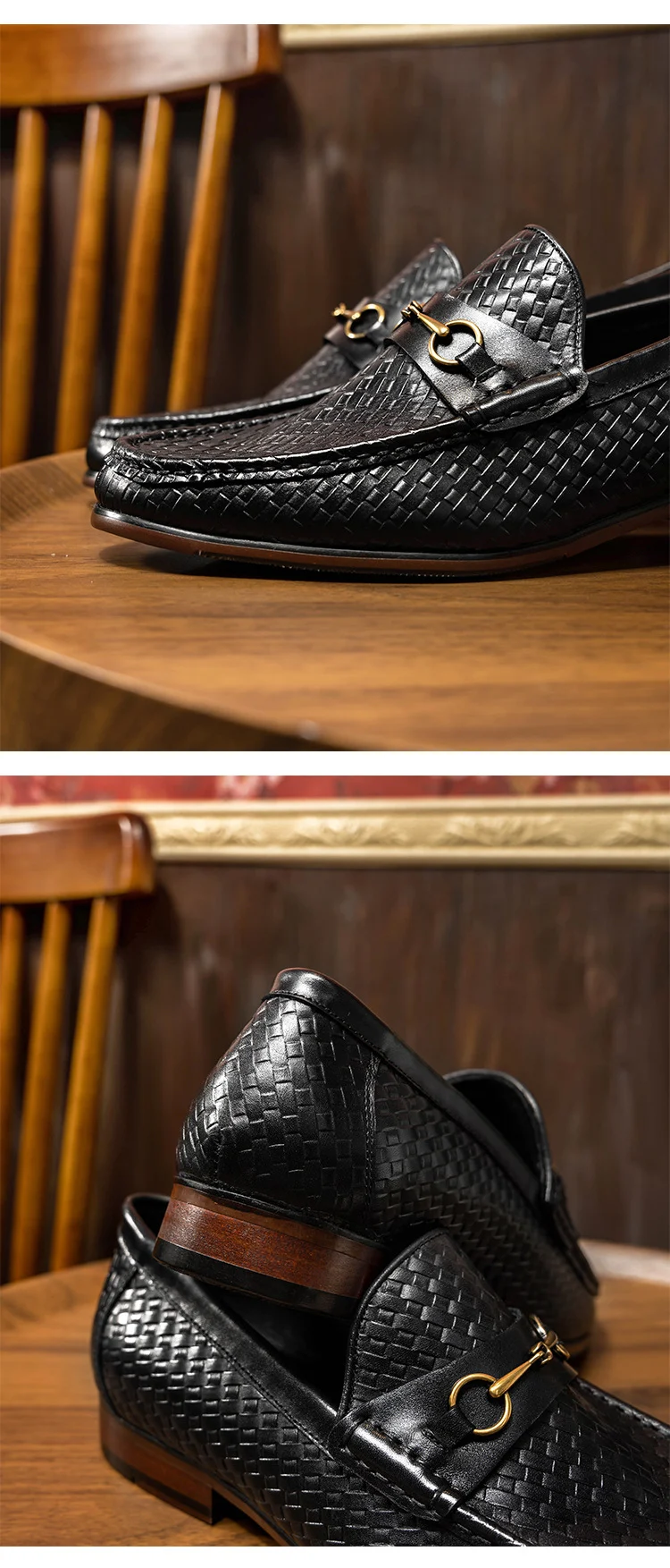 Title 3, Mocassini Uomo in Pelle Intrecciata Business Ca...