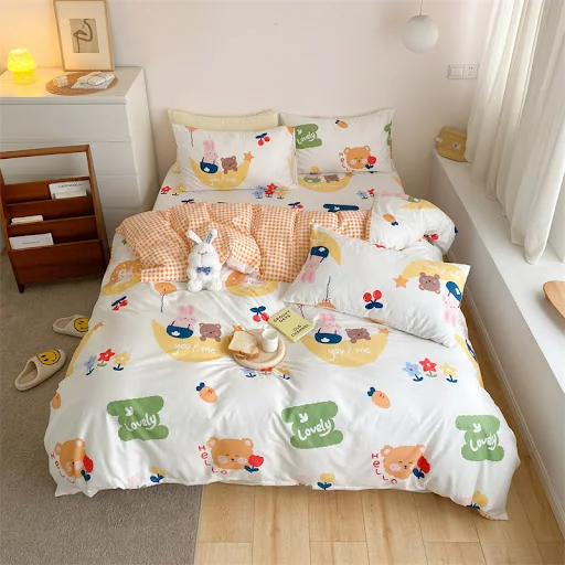 Title 13, Four-piece Cotton Bed Sheet and Quilt Cover Set...