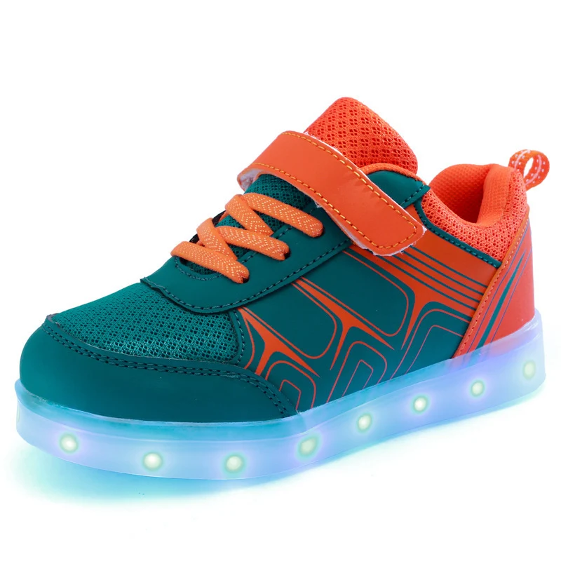 Children's Luminous Shoes USB Charging Girls Lighting LED Mesh Flash Boys Breathable Sneakers With Lights Medium and Big — photo 11