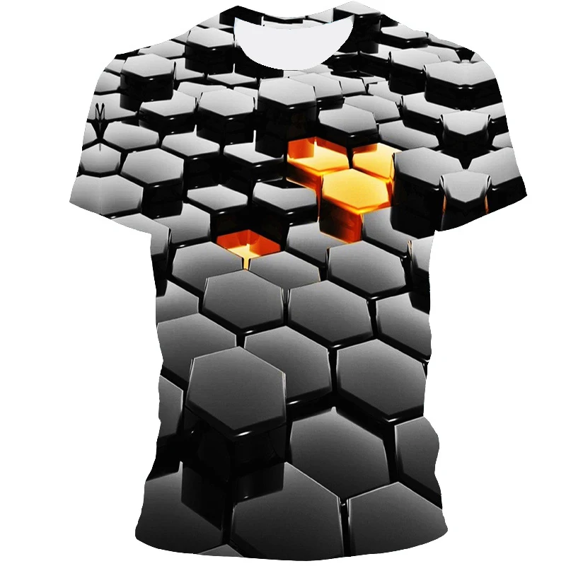 Geometric Three-dimensional Pattern Digital Printing T-shirt. Comfortable, stylish and eye-catching. Elevate your wardro — photo 4
