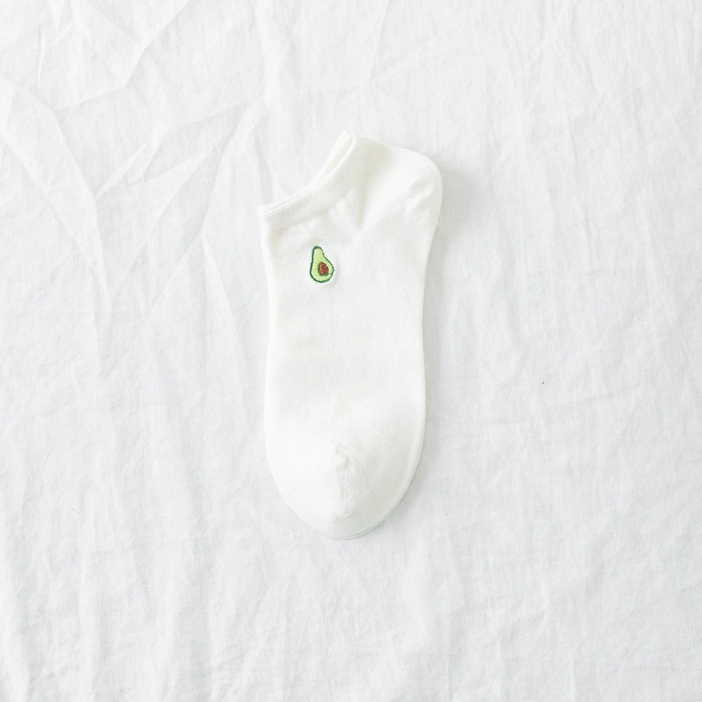 Ladies Cartoon Embroidered Avocado Cotton Socks — photo 3