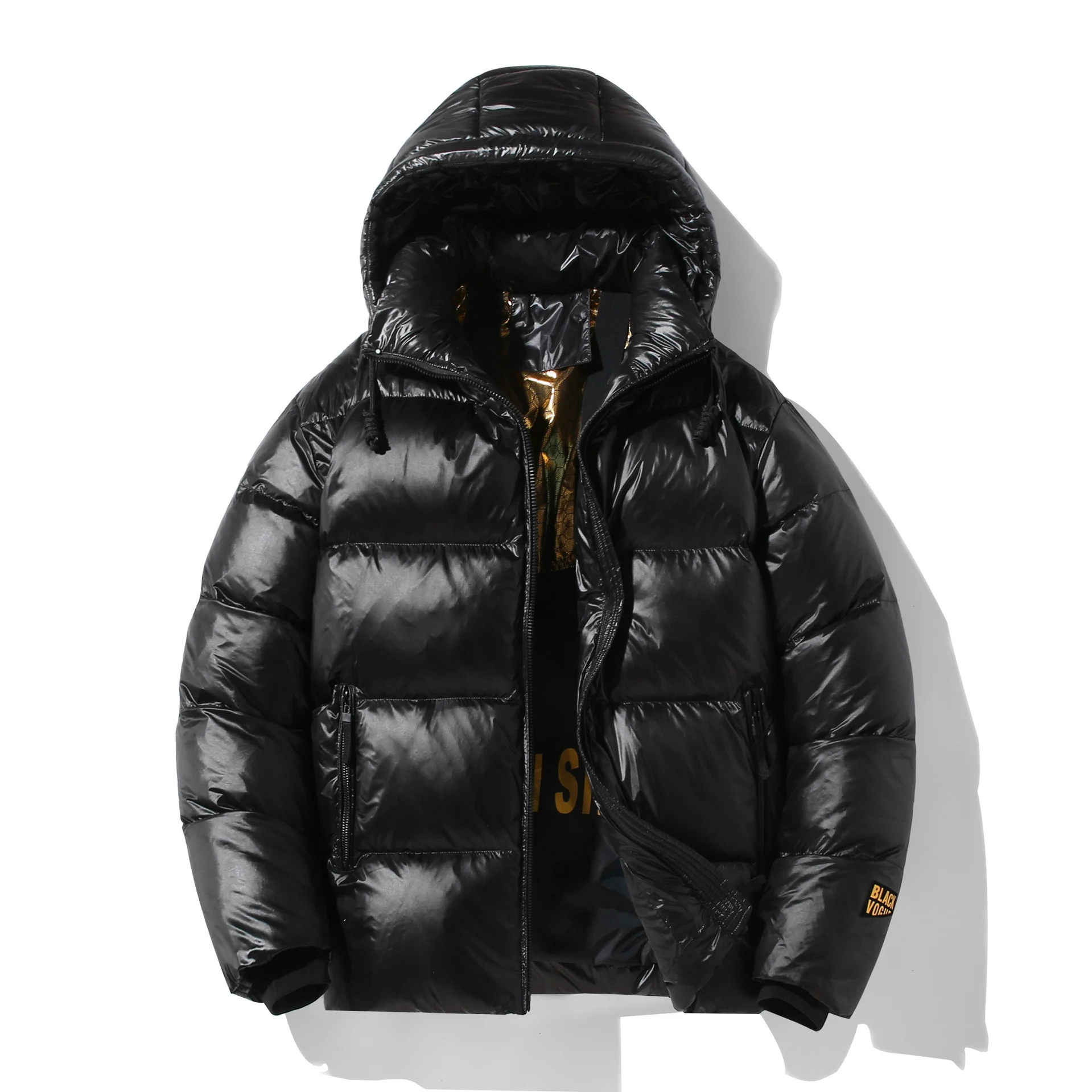 New Black Gold Plus-sized Fashion Warm Padded Jacket Men Stylish Winter Coat for Plus Sizes Maximum Comfort and Cold Pro — photo 4