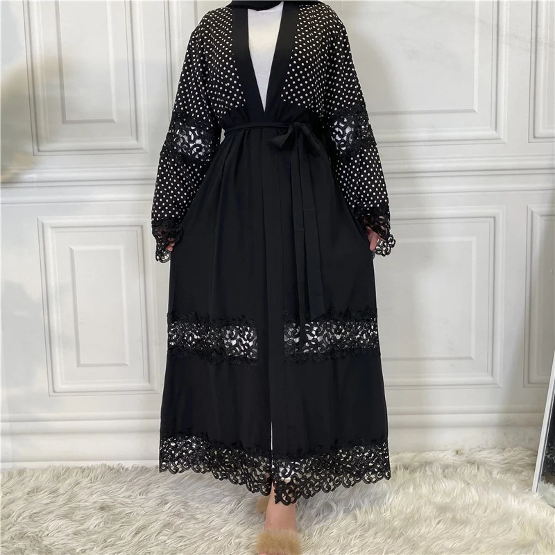 Title 9, Cardigan alla moda a pois patchwork di pizzo nero
