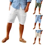 Men's Casual Vacation Beach Hawaiian Cotton Linen Multi-pocket Workwear Shorts. Perfect for summer, travel, and everyday — photo 1