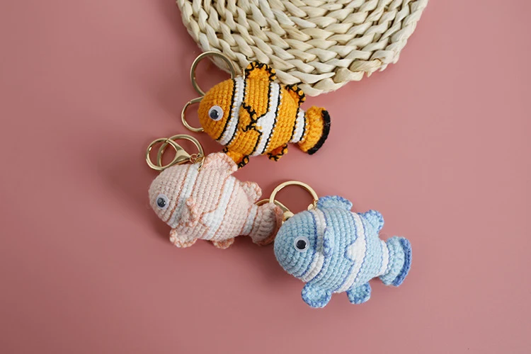 Title 7, Delicate Wool Crocheted Fish Keychain, handmade...