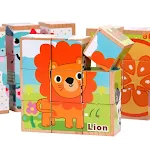 Quebra-cabeça 3D de madeira de seis faces com fotos. Brinquedo educativo infantil para bebês e crianças. Desenvolve habilidades desde cedo. — foto 2