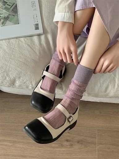 Title 9, Thin Dark Pattern Mid-calf Length Loose Socks K...