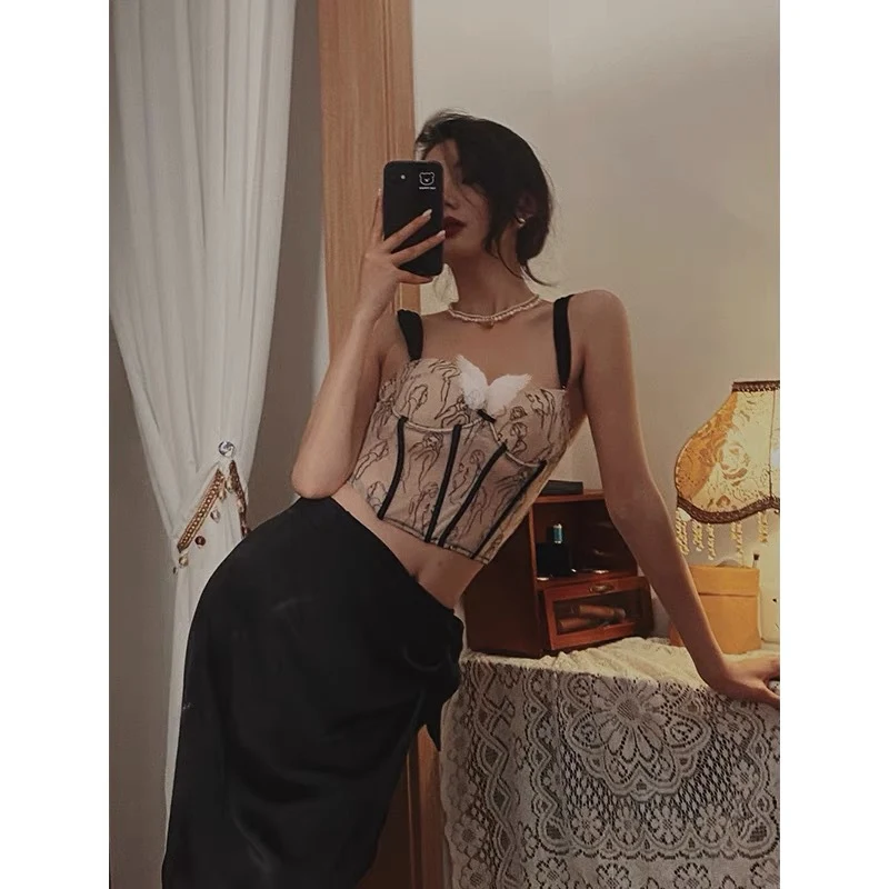 Title 6, Womens French-style Lace Suspender Top with Be...