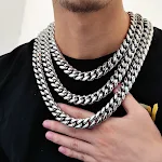 Colar Cubano Redondo de Aço Inoxidável Hip Hop com Criptografia para Moer, Design Moderno e Funcional, Expresse seu Estilo Urbano com Elegância. — foto 8