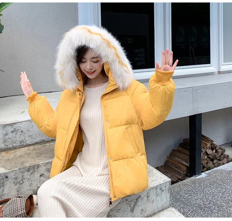 Title 12, Large fur collar cotton coat