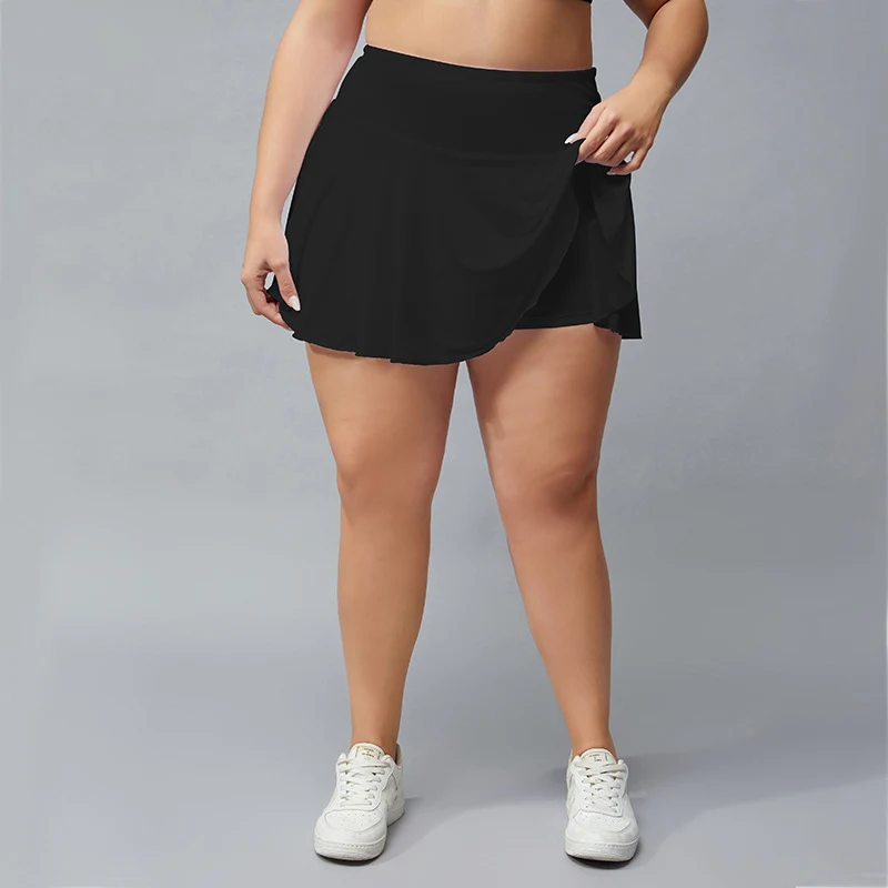 Shorts fitness plus size femininos com saia de tênis outdoor, anti-exposição, perfeitos para esportes e atividades ao ar livre, conforto e segurança. — foto 4